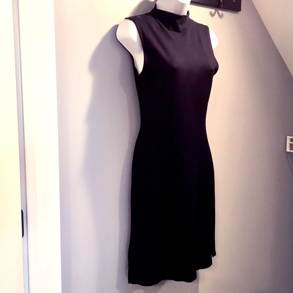 Black Knit Sleeveless Mock Turtleneck